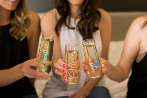 Personalized Bachelorette Champagne Flute for Wedding Party and Bridesmaids Gift Idea