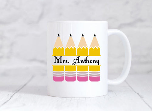 Personalized Teachers Pencil Mug - Custom Gift for Teacher - Christmas Gift for Teacher