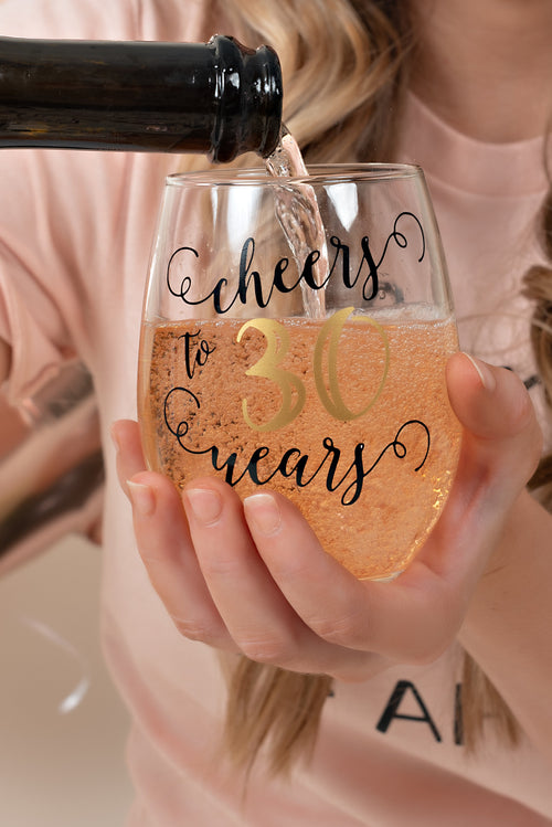 Cheers to 30 Birthday Gift Wine Glass