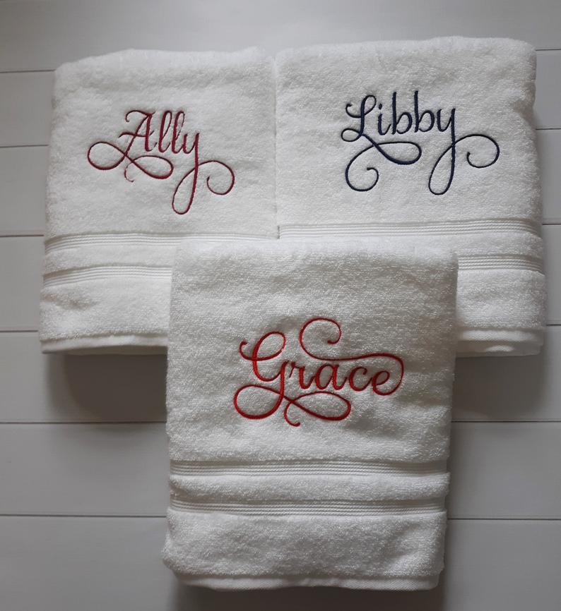 Buy Personalized Calligraphy Embroidered Bath Towel online from Ganovi Co